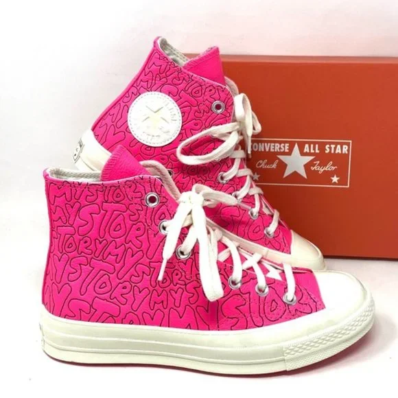 Converse Chuck 70 All Star High Top Pink Leather Women's Sneakers Size 170353C - Picture 1 of 10
